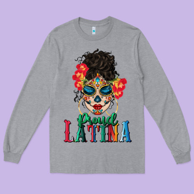 Proud Latina Long Sleeve Tee Designed By Bundleandbundleshop