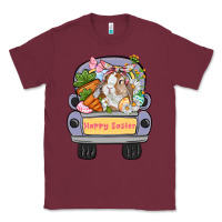 Burgundy Happy Easter bunny truck Easter Day Classic Tee - CowGirlArtShop
