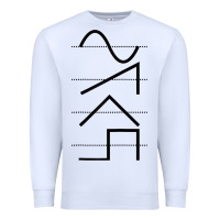 White vintage analog synthesizer techno waveform   synth nerd raglan basebal Premium Sweatshirt - linhVisuals