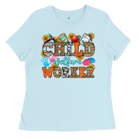 Baby Blue child welfare worker Ladies Tee - OliviaCreatesArt