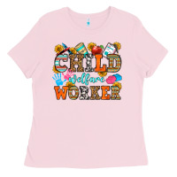 Bubblegum Pink child welfare worker Ladies Tee - OliviaCreatesArt