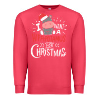 Cardinal i want hippopotamus for christmas hippo xmas gift Premium Sweatshirt - linhVisuals