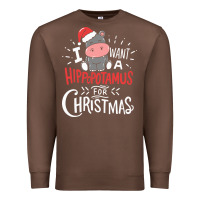 Chestnut i want hippopotamus for christmas hippo xmas gift Premium Sweatshirt - linhVisuals