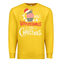 Lemon i want hippopotamus for christmas hippo xmas gift Premium Sweatshirt - linhVisuals