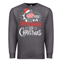 Charcoal Heather i want hippopotamus for christmas hippo xmas gift Premium Sweatshirt - linhVisuals