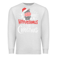 Oatmeal Heather i want hippopotamus for christmas hippo xmas gift Premium Sweatshirt - linhVisuals