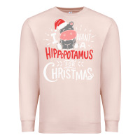 Pale Pink i want hippopotamus for christmas hippo xmas gift Premium Sweatshirt - linhVisuals