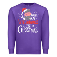 Purple i want hippopotamus for christmas hippo xmas gift Premium Sweatshirt - linhVisuals
