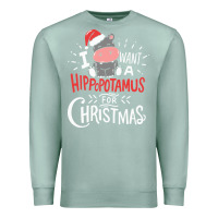 Seafoam i want hippopotamus for christmas hippo xmas gift Premium Sweatshirt - linhVisuals
