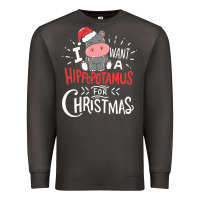 Smoke i want hippopotamus for christmas hippo xmas gift Premium Sweatshirt - linhVisuals