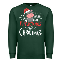 Sports Green i want hippopotamus for christmas hippo xmas gift Premium Sweatshirt - linhVisuals
