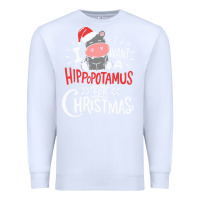 White i want hippopotamus for christmas hippo xmas gift Premium Sweatshirt - linhVisuals