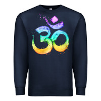 Navy womens om symbol   psy trance goa yoga meditation buddhism buddhist v Premium Sweatshirt - linhVisuals