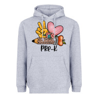 Heather Grey peace love pre k Heavyweight Hoodie - JahusDesignShop