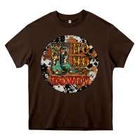 Chocolate Brown Christmas Cowboy Boots Heavy Core Tee - RanaPortraitStore
