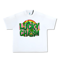 White St Patricks Lucky Charm Urban Heavy Tee - FaDigitalArtStudio