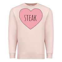 Pale Pink i heart steak Premium Sweatshirt - linhVisuals
