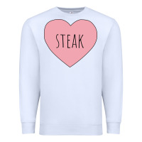 White i heart steak Premium Sweatshirt - linhVisuals