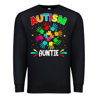 Black autistic auntie puzzle support family autism awareness sweatshirt Premium Sweatshirt - linhVisuals