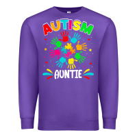 Purple autistic auntie puzzle support family autism awareness sweatshirt Premium Sweatshirt - linhVisuals