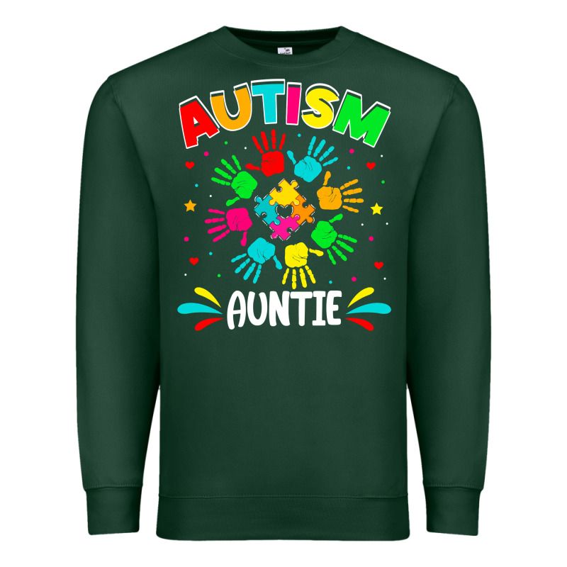 Autistic Auntie Puzzle Support Family Autism Awareness Sweatshirt Premium Sweatshirt by linhVisuals | Teevron