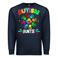 Navy autistic auntie puzzle support family autism awareness sweatshirt Premium Sweatshirt - linhVisuals