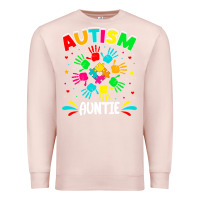 Pale Pink autistic auntie puzzle support family autism awareness sweatshirt Premium Sweatshirt - linhVisuals