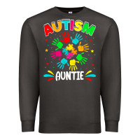 Smoke autistic auntie puzzle support family autism awareness sweatshirt Premium Sweatshirt - linhVisuals