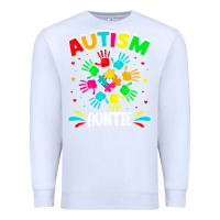 White autistic auntie puzzle support family autism awareness sweatshirt Premium Sweatshirt - linhVisuals