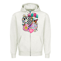 Oatmeal Heather retro mama Zipper Hoodie - JahusDesignShop