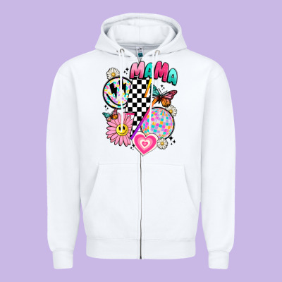 Retro Mama Zipper Hoodie Designed By Jahusdesignshop