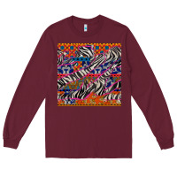 Burgundy african ankara zebra seamless pattern Long Sleeve Tee - BundleAndBundleShop
