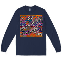Navy african ankara zebra seamless pattern Long Sleeve Tee - BundleAndBundleShop