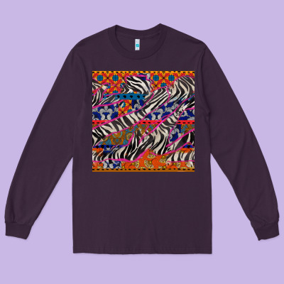 African Ankara Zebra Seamless Pattern Long Sleeve Tee Designed By Bundleandbundleshop