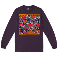 Plum african ankara zebra seamless pattern Long Sleeve Tee - BundleAndBundleShop