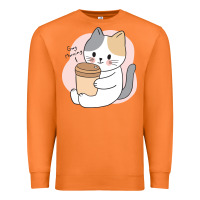Carrot Cat Drinking Coffee Kitten Kawaii Japanese Kitty Premium Sweatshirt - linhVisuals