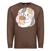 Chestnut Cat Drinking Coffee Kitten Kawaii Japanese Kitty Premium Sweatshirt - linhVisuals