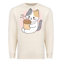 Sandshell Cat Drinking Coffee Kitten Kawaii Japanese Kitty Premium Sweatshirt - linhVisuals