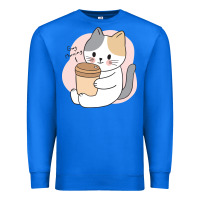 True Royal Cat Drinking Coffee Kitten Kawaii Japanese Kitty Premium Sweatshirt - linhVisuals