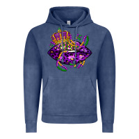 Vintage Denim mardi gras lips Vintage Hoodie - LillyAllenDesigns
