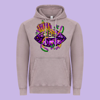 Mardi Gras Lips Vintage Hoodie Designed By Lillyallendesigns