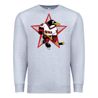 Heather Grey Red Penguin 1990's Russian Premium Sweatshirt - linhVisuals