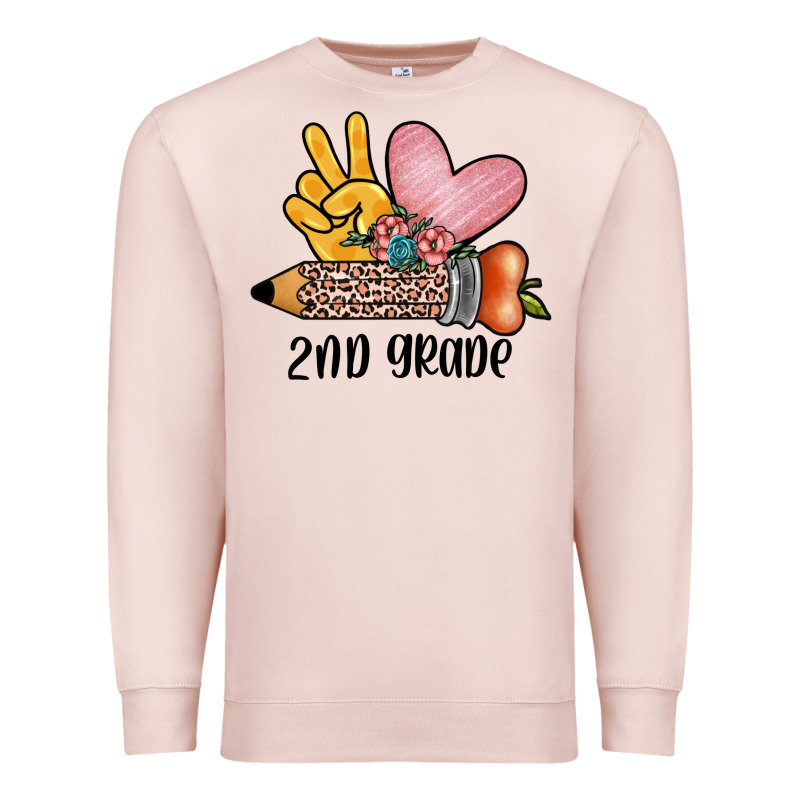 Peace Love 2nd Grade Premium Sweatshirt by JahusDesignShop | Teevron