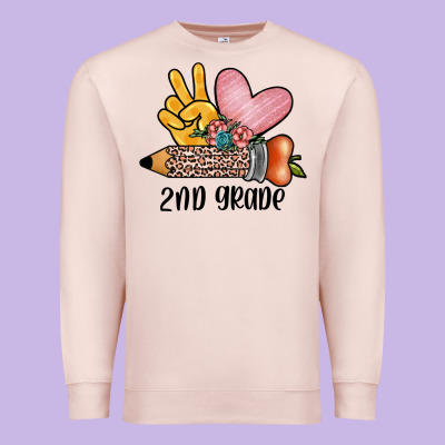 Peace Love 2nd Grade Premium Sweatshirt Designed By Jahusdesignshop