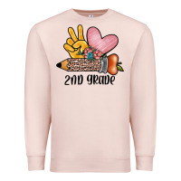 Pale Pink peace love 2nd grade Premium Sweatshirt - JahusDesignShop