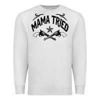 Oatmeal Heather mama tried guns Premium Sweatshirt - linhVisuals