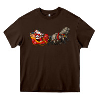 Chocolate Brown santa riding his sleigh with gifts Heavy Core Tee - CowGirlArtShop
