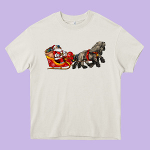 Santa Riding His Sleigh With Gifts Heavy Core Tee Designed By Cowgirlartshop