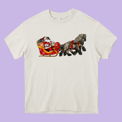 Santa Riding His Sleigh With Gifts Heavy Core Tee Designed By Cowgirlartshop