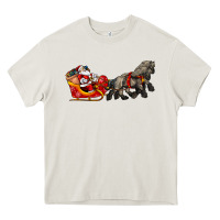Cream santa riding his sleigh with gifts Heavy Core Tee - CowGirlArtShop